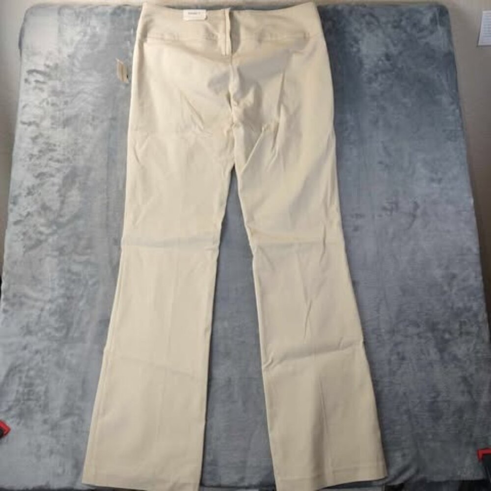 Maurices Studio Womens 7 Y Beige Flared Pants Stretch Career Slacks Minimalist‎
